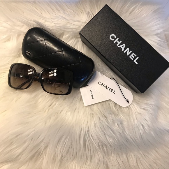 CHANEL tortoise shell gold chain sunglasses - Picture 1 of 10